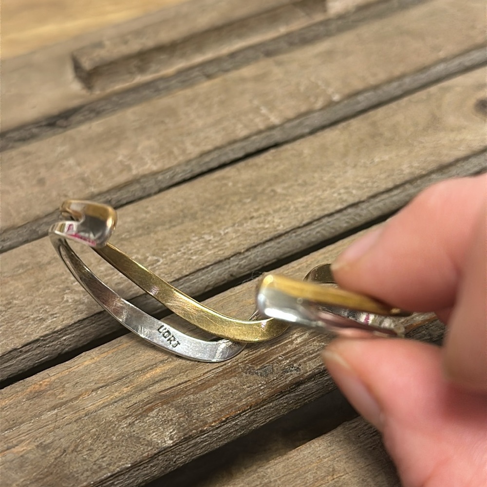 Lori euc southwestern Elegant Gold brass Silver Twist adjustable metal Bracelet - Picture 6 of 6